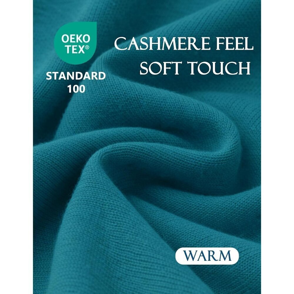 Women's 1-dark Cyan Cross Front Poncho Sweater Wrap Knitted Elegant Shawls Cape - Picture 3 of 6